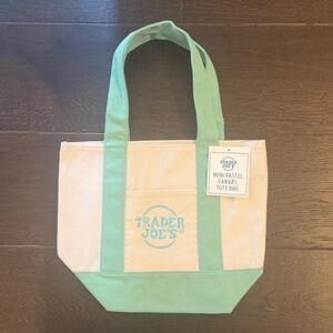 Trader Joe’s Mini Canvas Tote Bag Pastel Green - NWT